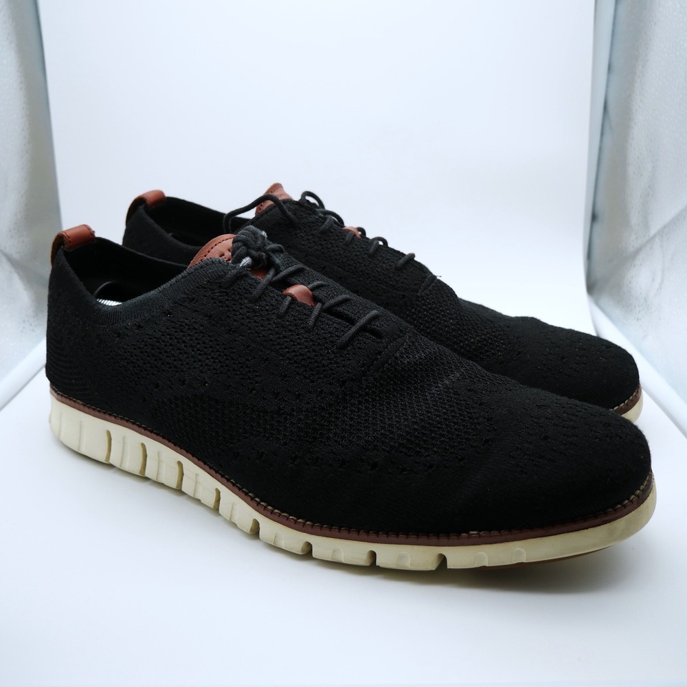 Cole Haan Zerogrand Stitchlite Wingtip Oxford Mens 14M Black Knit C24948